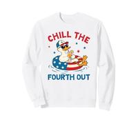 Chill The Fourth Out Patriotic Duck Pool Float Summer Art Sweatshirt