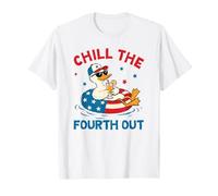Chill The Fourth Out Patriotic Duck Pool Float Summer Art T-Shirt