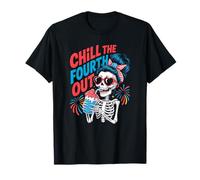 Chill the Fourth Out Patriotic Skeleton Girl T-Shirt