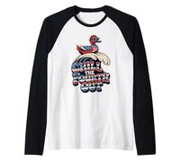 Chill The Fourth Out Patriotic Surfing Duck 4th of July Raglan Baseball Tee