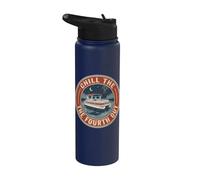 Chill The Fourth Out Pontoon Boat Captain Lake Stainless Steel Insulated Water Bottle
