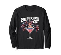 Chill The Fourth Out Retro Cocktail Fireworks Long Sleeve T-Shirt