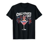 Chill The Fourth Out Retro Cocktail Fireworks T-Shirt