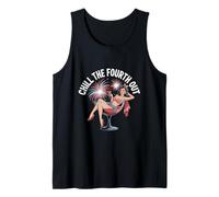 Chill The Fourth Out Retro Pinup Fireworks Cocktail Design Tank Top
