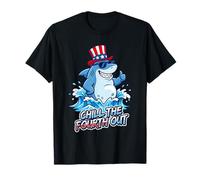 Chill The Fourth Out Shark Patriot T-Shirt