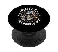 Chill The Fourth Out Skeleton Peace Sign Skull Sparkler PopSockets Adhesive PopGrip