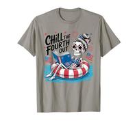 Chill The Fourth Out Skeleton Reading Book Lover 4th Of July T-Shirt