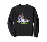 Chill Unicorn Soccer Rainbow Player With Sunglasses Sweatshirt
