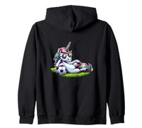 Chill Unicorn Soccer Rainbow Player With Sunglasses Zip Hoodie