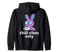 chill vibes only Cool Rabbit Sunglasses Summer Beverage Zip Hoodie