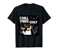 Chill Vibes Only Penguin Martini Jazz Music Lover Art T-Shirt