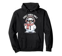 Chill Vibes Only Snowman Christmas Winter Music Vibes Pullover Hoodie