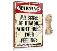 Chill Wood Sign Warning My Sense Of Humor Might Hurt Your Feelings! Wooden Sign Restroom Decor Outdoor Wall Decor(20X30CM)