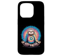 Chill Zen Sloth Tie Dye Hoodie Meditation Case for iPhone 15 Pro