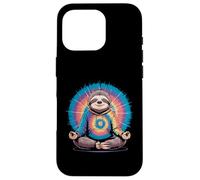 Chill Zen Sloth Tie Dye Hoodie Meditation Case for iPhone 16 Pro