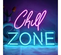 Chill Zone Neon Sign LED Light Up Sign for Lounge Game Room Bar Man Cave Bedroom Wall Art Decor USB Powered Led Neon Sign 15.35" x 12.6" (Pink+Ice Blue)