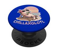 Chillaxolotl Adorable Axolotl Relaxing on Beach in the Sun PopSockets Adhesive PopGrip
