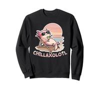 Chillaxolotl Adorable Axolotl Relaxing on Beach in the Sun Sweatshirt
