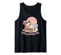 Chillaxolotl Adorable Axolotl Relaxing on Beach in The Sun Tank Top