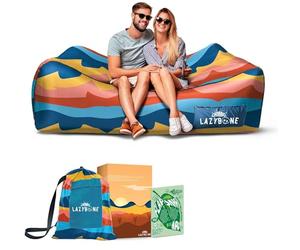 Chillbo Lazybone Inflatable Couch - Ultimate Inflatable Lounger for Maximum Chill - The Perfect Blow Up Couch for Music Festivals Or Inflatable Lounger for Camping - Desert Daydream
