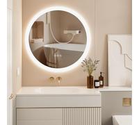 ChillCruiser 800MM Round LED Bathroom Mirror with Touch Switch, Dimmable Backlit Lights, Anti-Fog, 3 Colour Modes, Memory Function Vanity Mirror