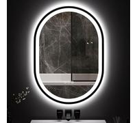 ChillCruiser Oval LED Bathroom Mirror with Frame,600x800mm,Anti-Fog, Dimmable, Bathroom Mirror with Led Lights,Wall Mounted Bathroom Mirror, 3 Colors, Memory, Black Frame