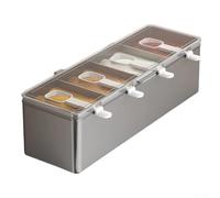 Chilled Condiment Server Set with 5 Removable Containers, Ice Layer for Freshness, Salad Bar Caddy for Buffets, Picnics, Kitchens, White or Gray(Gray)
