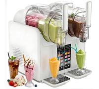 Chilled Drink Machine, 2x2L Slushie Maker with Self-Cleaning Feature, 430W, 7 Preset Programs for Smoothies and Milkshakes, Commercial Use, No Ice Needed