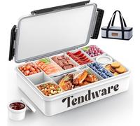 Chilled Portable Snackle Box Container with Reusable Ice Pack Bonus Insulated Bag 2Dip Containers Divided Serving Tray Summer Beach Essentials for Charcuterie Snack Fruit Road Trip Picnic Family Party