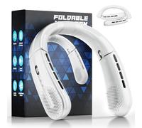 ChillGo Portable Neck Fan - 8400 RPM Enlarged Turbo Airflow - 5200mAh Personal Rechargeable Cooling Wearable Fan - Max 16H, 4 Speeds, Foldable, LED Display - Great Gifts for Men Women - 2nd Gen White