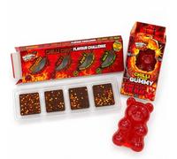 Chilli Challenge Gift Bundle - Chocolate Heat Challenge + Giant Gummy Bear | Two chilli dares in one gift: four-level chilli chocolate challenge 72g plus a giant 90g chilli gummy bear