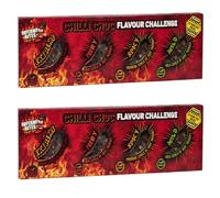 Chilli Choc Flavour Challenge | 72g Chocolate Flavour Candy with 4 Heat Levels | Mild Spicy Fiery & Extreme | Pack of 2 | Novelty Gift for Chilli Lovers