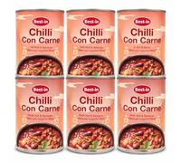 Chilli Con Carne 390g x 6 Cans - Hot & Spicy Mexican Inspired Ready Meal with Minced Beef & Kidney Beans in Rich Chilli Sauce - Convenient Tinned Meal Made in the UK