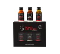 Chilli No.5 Mini Hot Sauce Travel Gift Set, 3 Glass Bottles, 15ml Each, Perfect for Room Service and Stocking Present