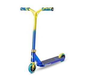 Chilli Pro | All Star Jumpstart Scooter | Premium Stunt Scooter for Beginners to Intermediate Riders | Ages 5+ | Universal HIC Compression | Blue/Yellow | Size: Small