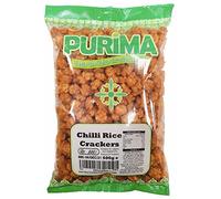 Chilli Rice Crackers 500g - Hot Crunchy Crispy Sweet & Spicy Flavour - Ready to Eat - Fried Thai Rice Cracker Snack - Large Bulk Bag Chili Snacks - Mini Bite Sized Senbei Bites - Vegan - PURIMA