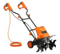 Chilli Seating 1500W Electric Garden Tiller W/foldable Handle, 40Cm Working Width, 20Cm Tilling Depth, 6 Blades, 2 Adjustable Wheels