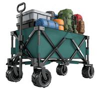 Chilli Seating 205L Festival Trolley On Wheels, Folding Camping Trolley Cart With Telescopic Handle, Beach Cart With Wide Big Wheels, Green
