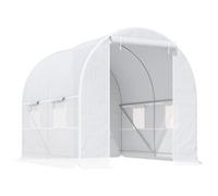 Chilli Seating Chilli 2.5 X 2 X 2 M Polytunnel Greenhouse, Walk-In Green House For Garden With Mesh Windows, Galvanised Steel Frame, White