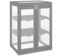 Chilli Seating Chilli 3-Tier Wood Greenhouse Garden Polycarbonate Cold Frame Balcony Grow House W/ Storage Shelf For Plants, Flowers, Dark Grey