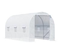 Chilli Seating Chilli 4.5 X 2 X 2 M Polytunnel Greenhouse, Walk-In Green House For Garden With Mesh Windows, Galvanised Steel Frame, White
