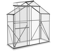 Chilli Seating Chilli 6 X 2.5Ft Polycarbonate Greenhouse Walk-In Green House With Rain Gutter, Sliding Door, Window, Foundation, Dark Grey