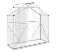 Chilli Seating Chilli 6 X 2.5Ft Polycarbonate Greenhouse Walk-In Green House With Rain Gutter, Sliding Door, Window, Foundation, Silver