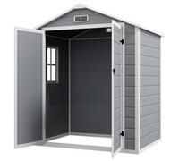 Chilli Seating Chilli 6'x4.5' Garden Storage Shed, Lockable Garden Shed With Double Doors, Window, Vent And Plastic Roof, Grey