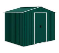 Chilli Seating Chilli 7.7 X 5.7Ft Metal Garden Shed With Ventilation Slots And Sliding Doors, Galvanised Outdoor Tool Storage House, Green