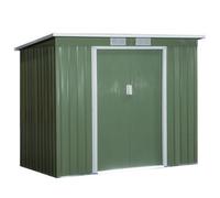 Chilli Seating Chilli 7 X 4Ft Lean To Garden Shed With Foundation Kit, Double Door And Vents, Outdoor Metal Storage Shed For Tools, Green