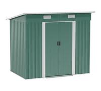 Chilli Seating Chilli 7 X 4Ft Outdoor Storage Shed With Foundation Kit, Lean To Metal Garden Shed For Log, Tool, Lawnmower, Bike, Green