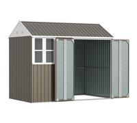 Chilli Seating Chilli 8 X 6 Ft Galvanised Garden Shed, Outsoor Metal Storage Shed With Double Doors Window Air Vents For Patio, Lawn, Grey