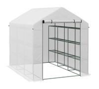 Chilli Seating Chilli 8 X 6Ft Walk-In Greenhouse, With Shelves - White