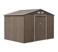 Chilli Seating Chilli 9 X 6Ft Garden Metal Storage Shed, Outdoor Storage Tool House With Vents, Foundation And Lockable Double Doors, Brown